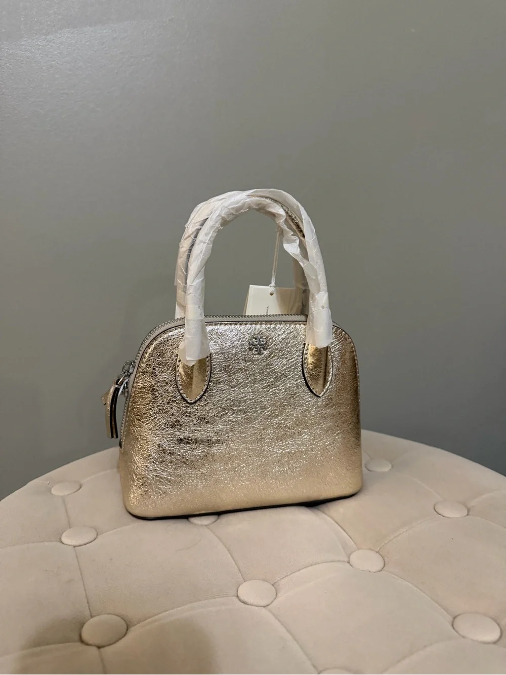 Tory Burch Metallic Gold Mini Dome Satchel